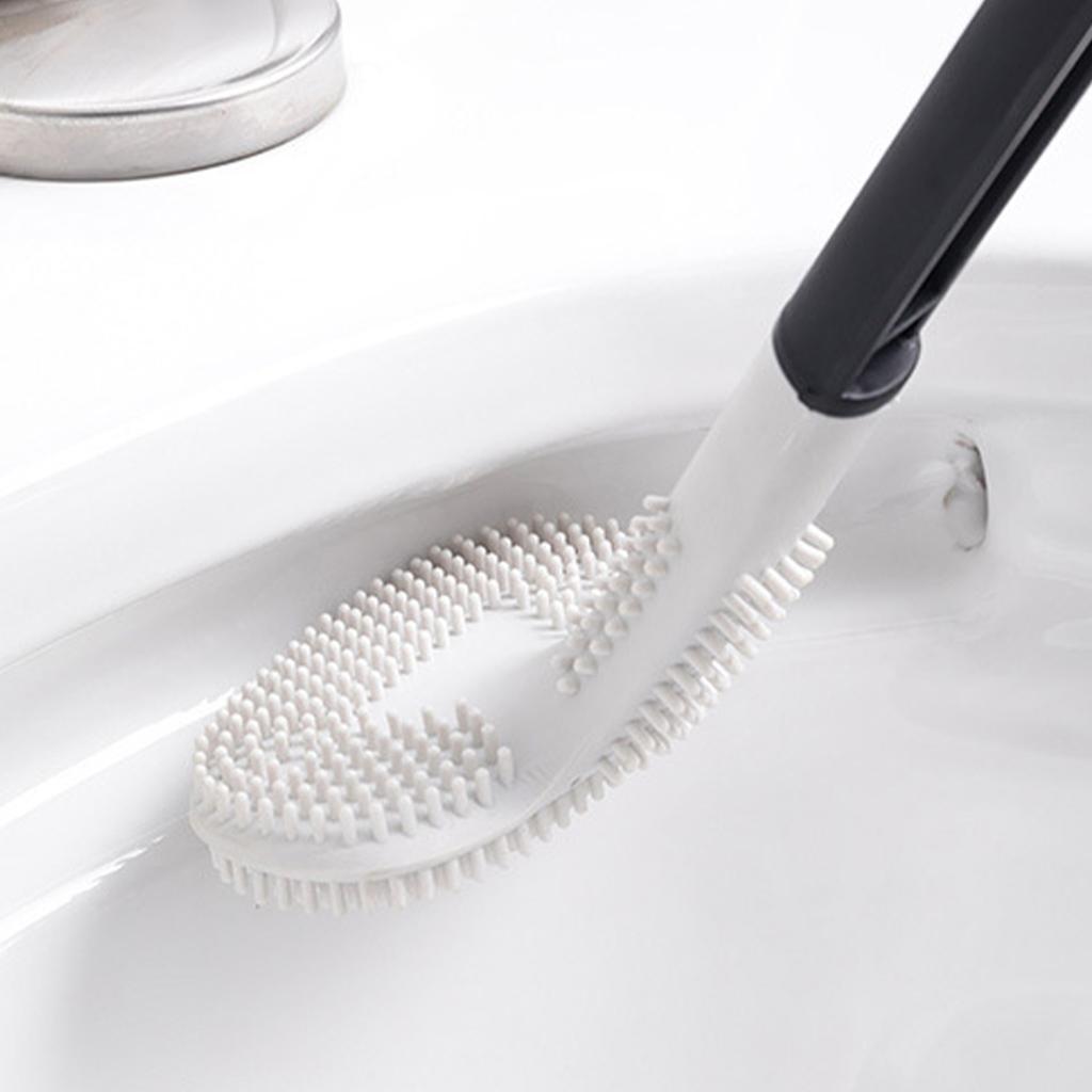 Silicone Toilet Brush Cleaning Hanging Long Handle Wall Mounted Toilet Brush for Washroom