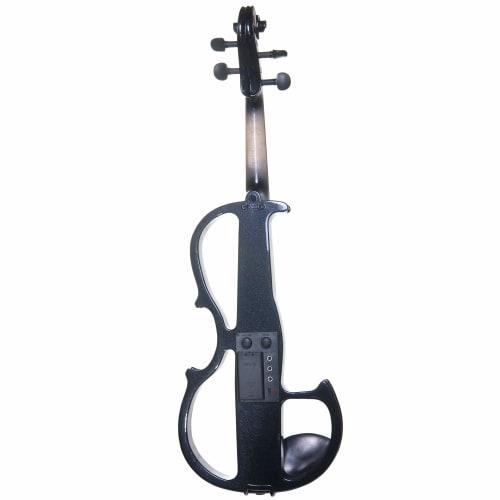 Cecilio CEVN-2BK Solid Wood Silent/Electric Violin (Style 2), 4/4 Full Size, Black Metallic