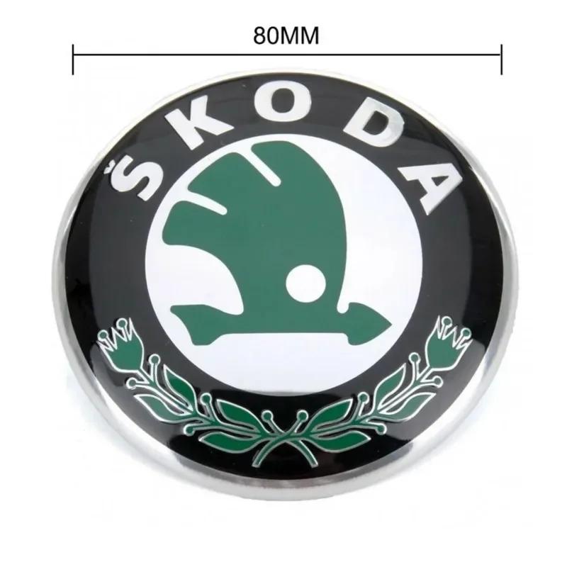 

Car Sticker 2026 Hot 1Pcs Front Hood Emblem 90mm+Rear Badge 80mm Sticker For Skoda Octavia Rapid Kodiaq Karoq Fabia Kamiq Superb