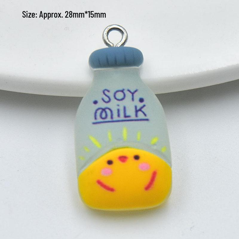 Luminous Resin Cartoon Drink Bottle Pendant for DIY Jewelry Accessories