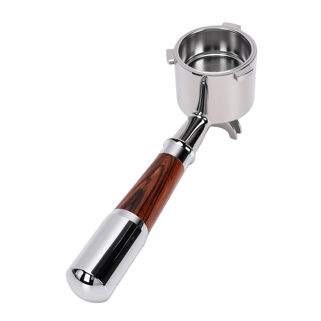 51mm Siebträger Passend für Delonghi Kaffeemaschinen Edelstahl-Siebträger mit Walnussgriff Abnehmbar Einfach zu