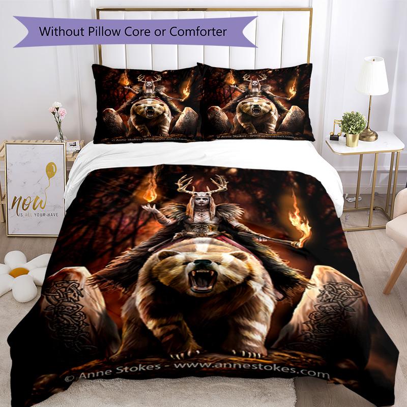Gothic Style Bedding Set Breathable Duvet Cover with Pillowcases Decorative Bed Linen for Bedroom Home Decoration Birthday Gift