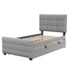 Upholstered Bed 90 X 190 Cm with Pull-Out Bed, Flat Single Bed In Skin-Friendly Velvet Fabric, Children's Bed Youth Bed Guest Bed (Grey)