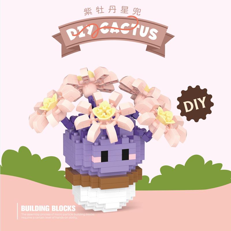 New Product Simulation Succulents, Cactus Building Blocks, Flowers, DIY Educational Assembling Toys, Potted Plant Decorations