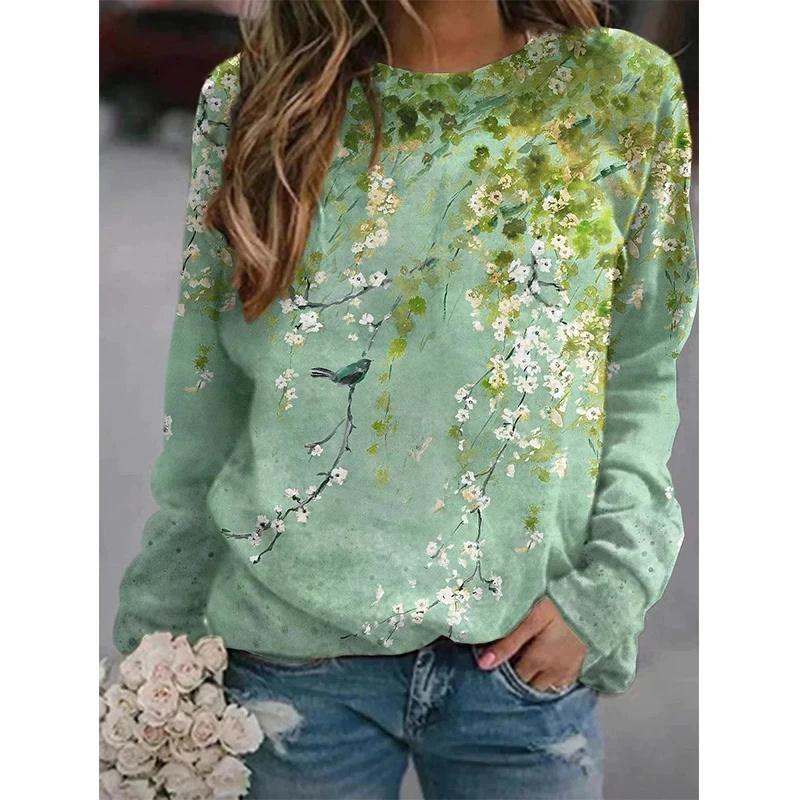 Harajuku New 3D Printing Colorful Flowers Sweatshirts Fashion Women Streetwear Pullovers Girls Winter Floral Graphic Top Clothes