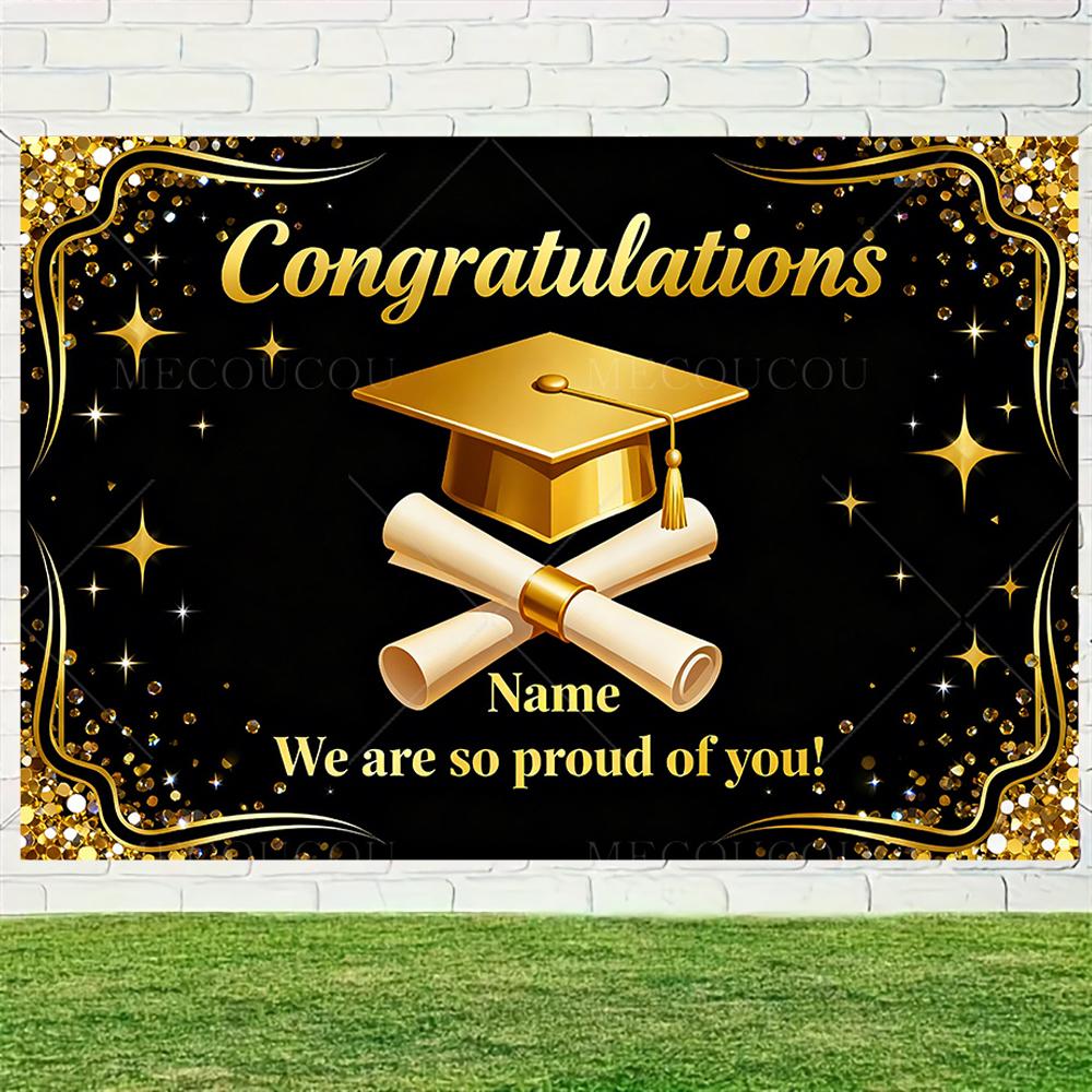 Graduate Themed Banner Customized Student Outdoor Garden Party Decorations Provided Portrait Photography Background Studio Props