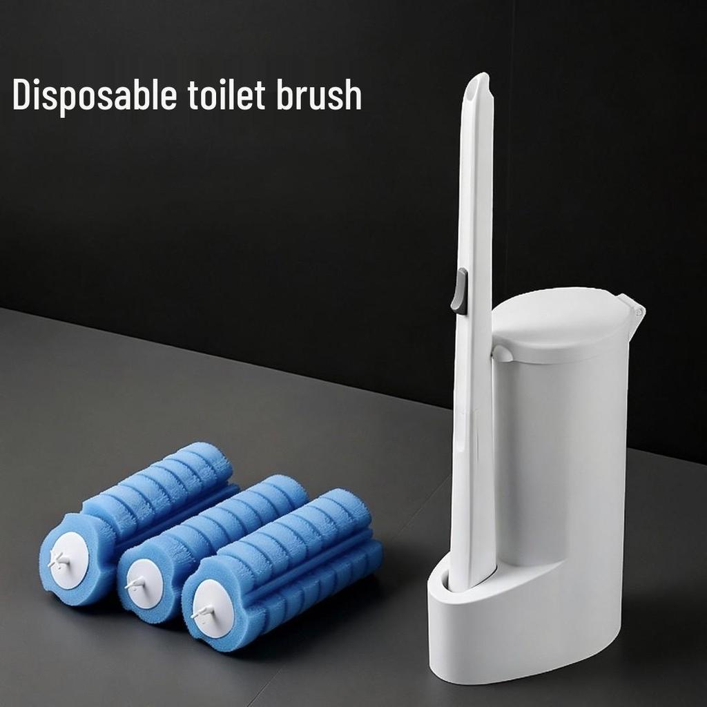Easy-Use Disposable Toilet Brush with Replacement Heads for Home Cleaning