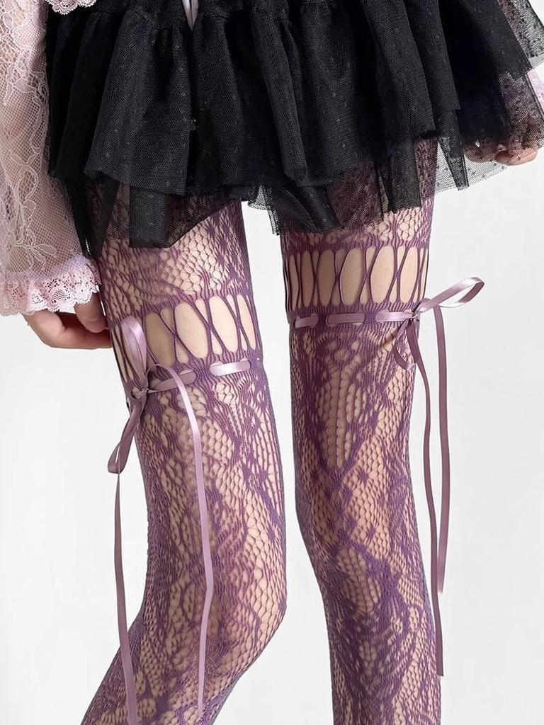 Lace Silk Premium Gray Sexy American Hollow Mesh Socks Ab Pantyhose Women'S Spring And Autumn Thin Black Silk Thin Style