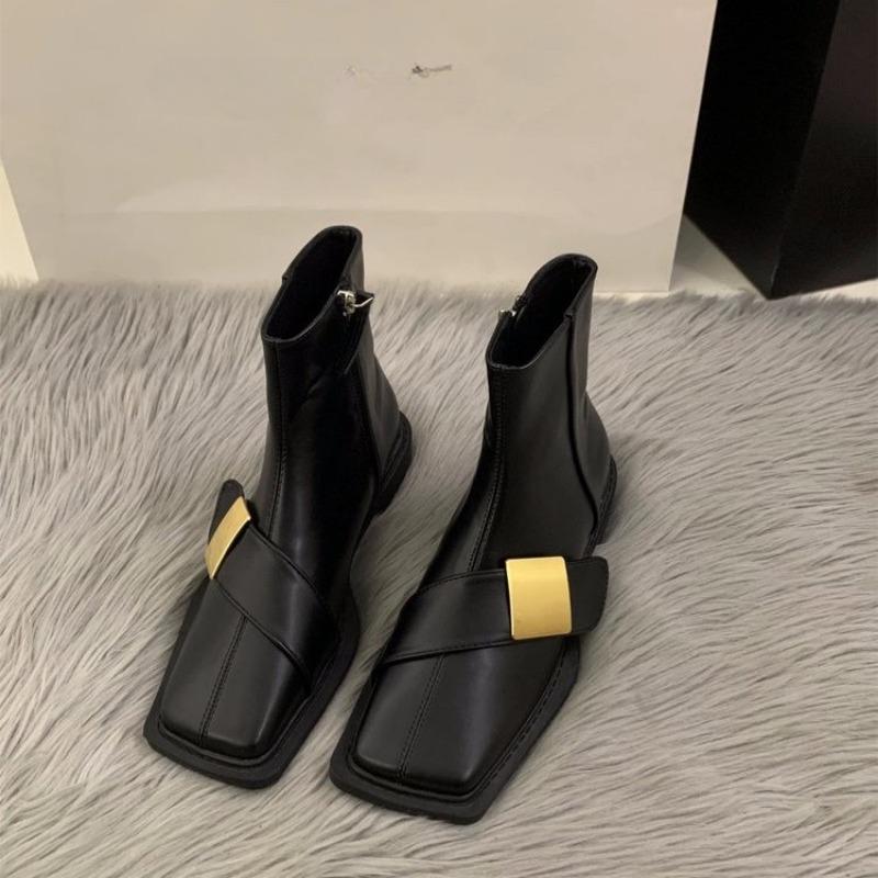 Fashion New Lacquer Leather Short Boots Women Four Seasons British Fashion Plush Comfort Boots Outdoor Walking Casual Shoes