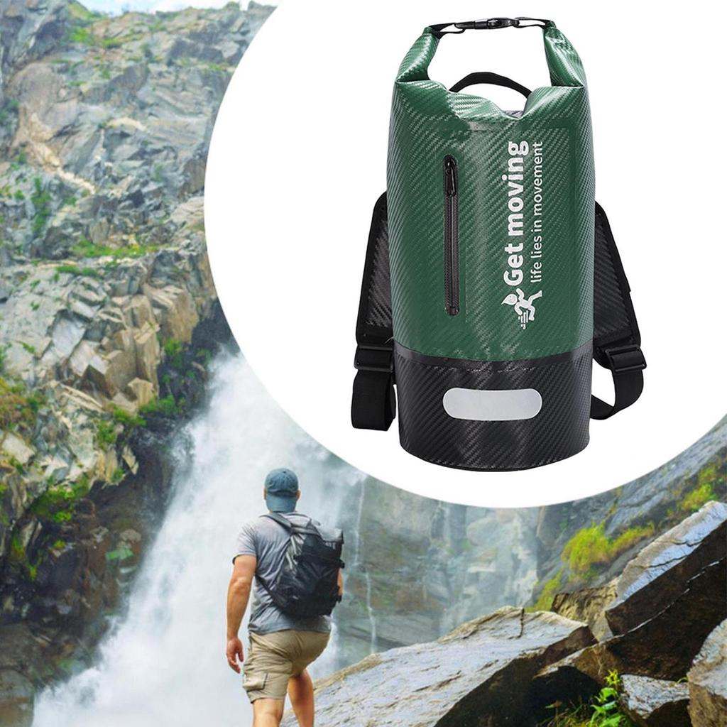 Dry Bag 10L Comfortable Sturdy W Clear Compartment Float Backpack Waterproof for Camping Fishing