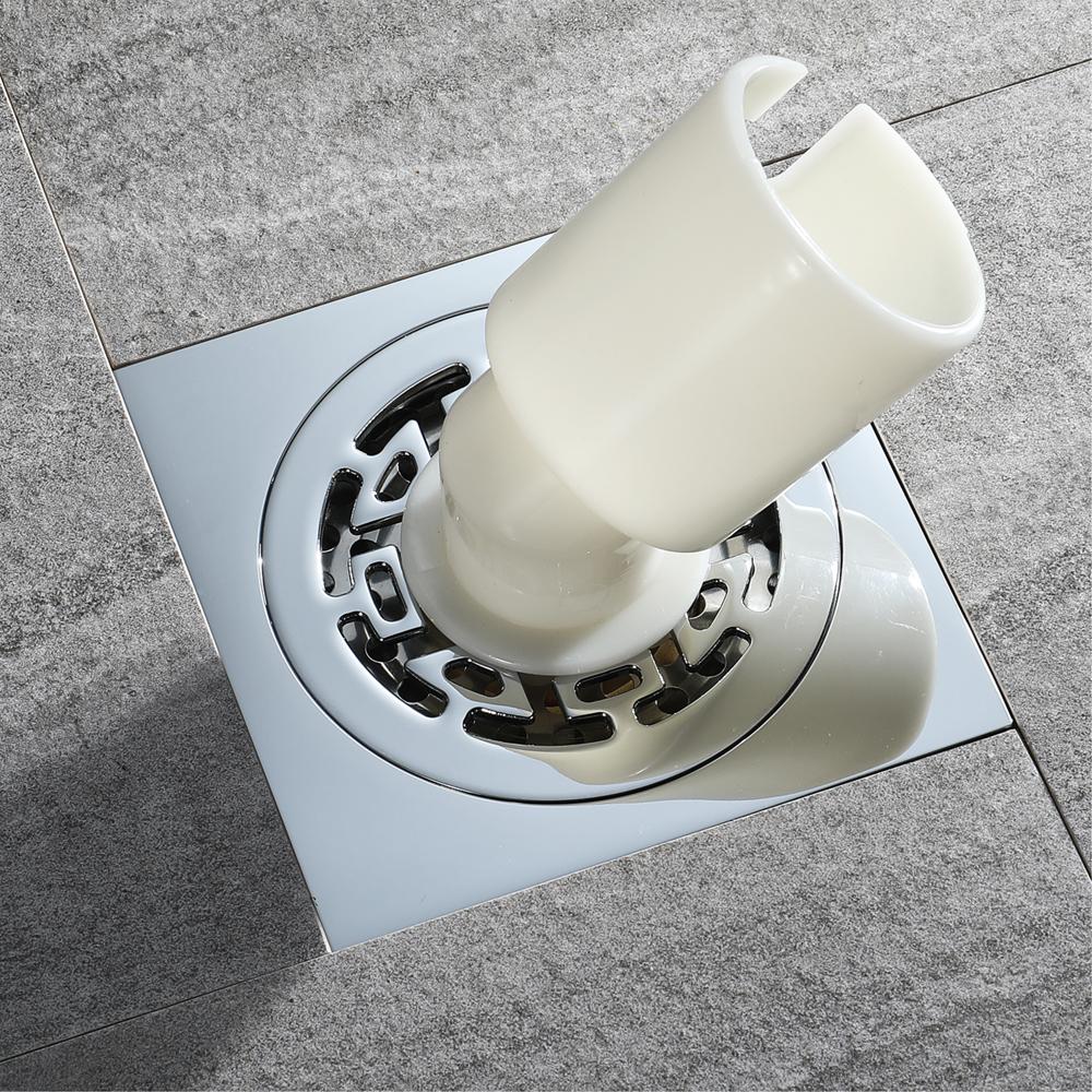 Beyoon Modern Rectangle Bathroom Accessories 4 Inch Anti-odor Shower Chrome Washing Drain Washing Machine Floor Drain Brass