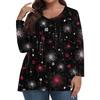 Women's Fashionable Casual Long Sleeved Plus Size  Print Top Plus Size Floral Print Top