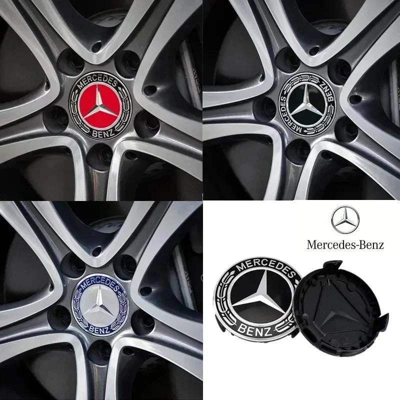2025 Heiß 4 Stück/Set 75mm Für Mercedes Benz AMG W203 W206 W220 W205 W211 W212 Auto Radnabenkappen Benz Emblem Felge Co