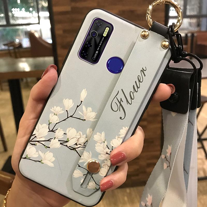 Shockproof Wrist Strap Phone Case For Tecno Camon15/15Air/16S/KD7H/CD6/CD7/Spark5/5Pro Wristband Protective Back Cover