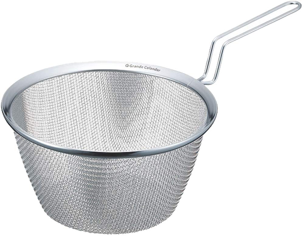 Kanda Grande Colander Stainless Steel Made in with for Kitchen Duo 038093 Colander, 22cm, Japan, Handle, Vegetables, Noodles,