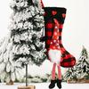 Plush Lattice Christmas Socks Candy Gift Bag Creative Hanging Decoration
