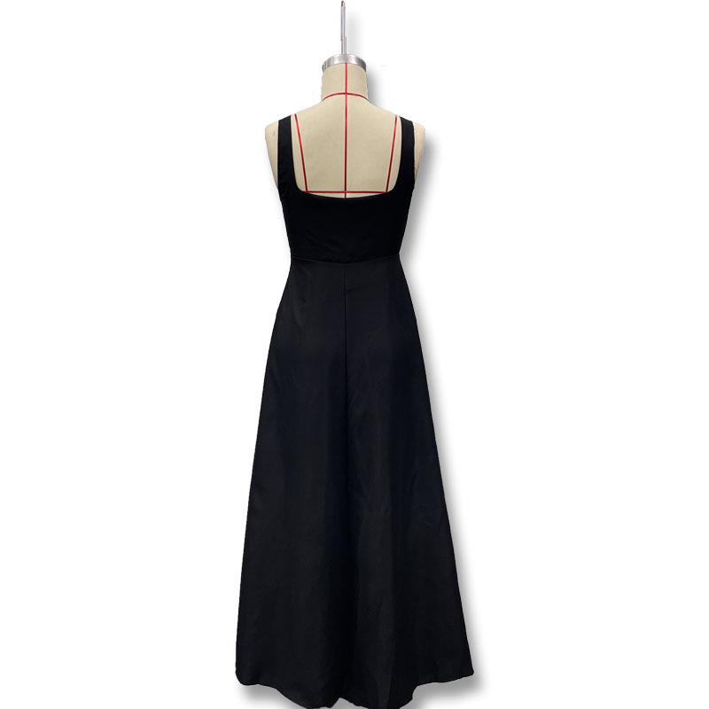 Elegant Women's Sleeveless Solid Color Square Neck Dress - Spring/Summer 2025 Collection