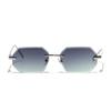 Ruiao Sunglasses Men Brand Designer Fashion Rimless Sun Glasses Shades Diamond Cut Lens Ladies Frameless Metal Eye glasses