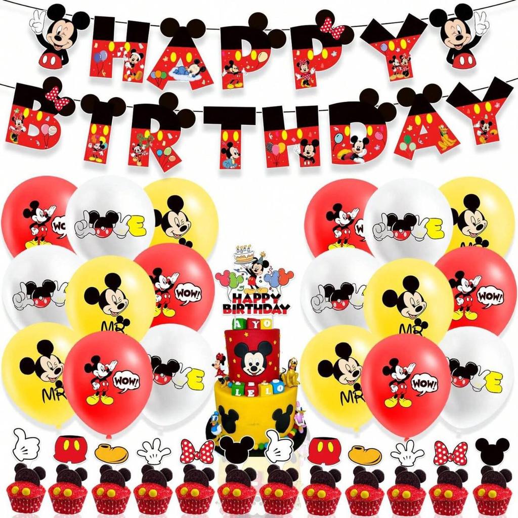 Mickey Mouse Cartoon Balloon Cake Topper for Kids' Birthday Party Decorations