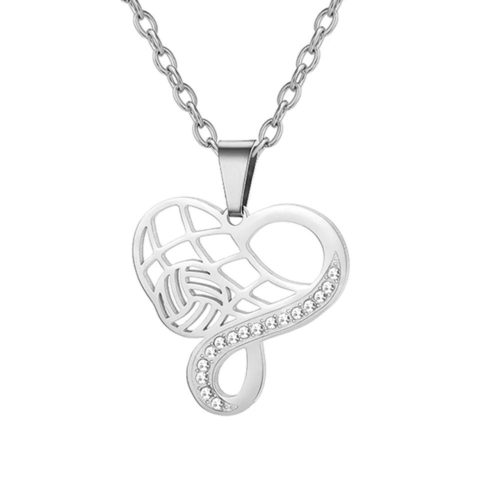 Sports Theme Diamond Necklace Volleyball Tennis Basketball Baseball Jewelry Gift For Athletes And Sports Lovers