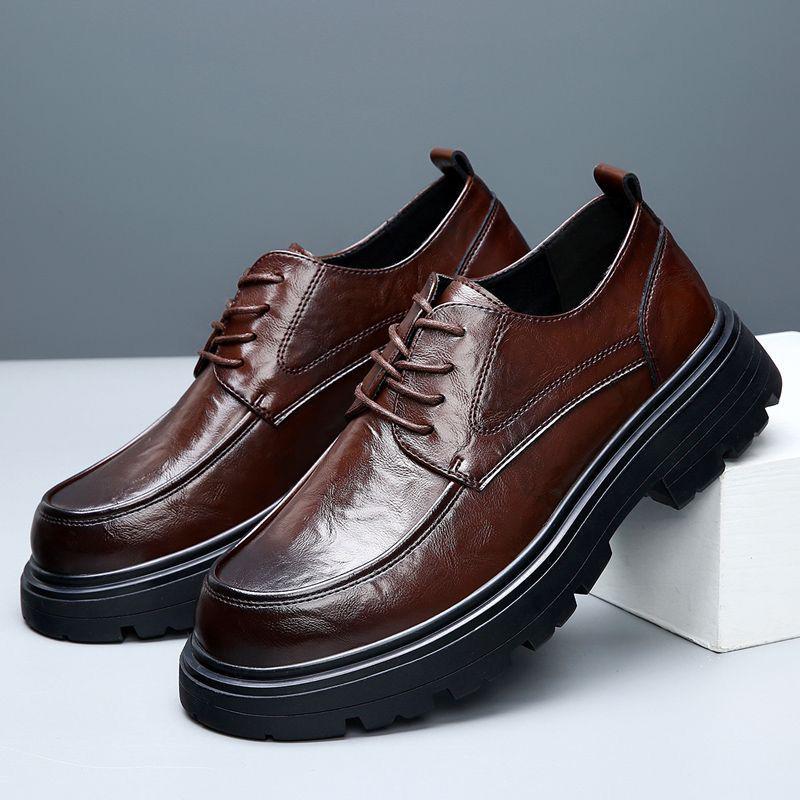 

Men s Leather Business Formal Derby Shoes - High-End, Breathable, Thick Sole, Height Increasing, British Style, Wedding & Casual. 41 (One size larger than sneakers)