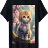 Cute Kawaii Cat with Cherry Blossom T-Shirt(4)