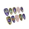Handmade Press-On Nails In Almond Shape With Vintage Pearl Embellishment 3D Relief Design Ultra-Thin Seamless Fit