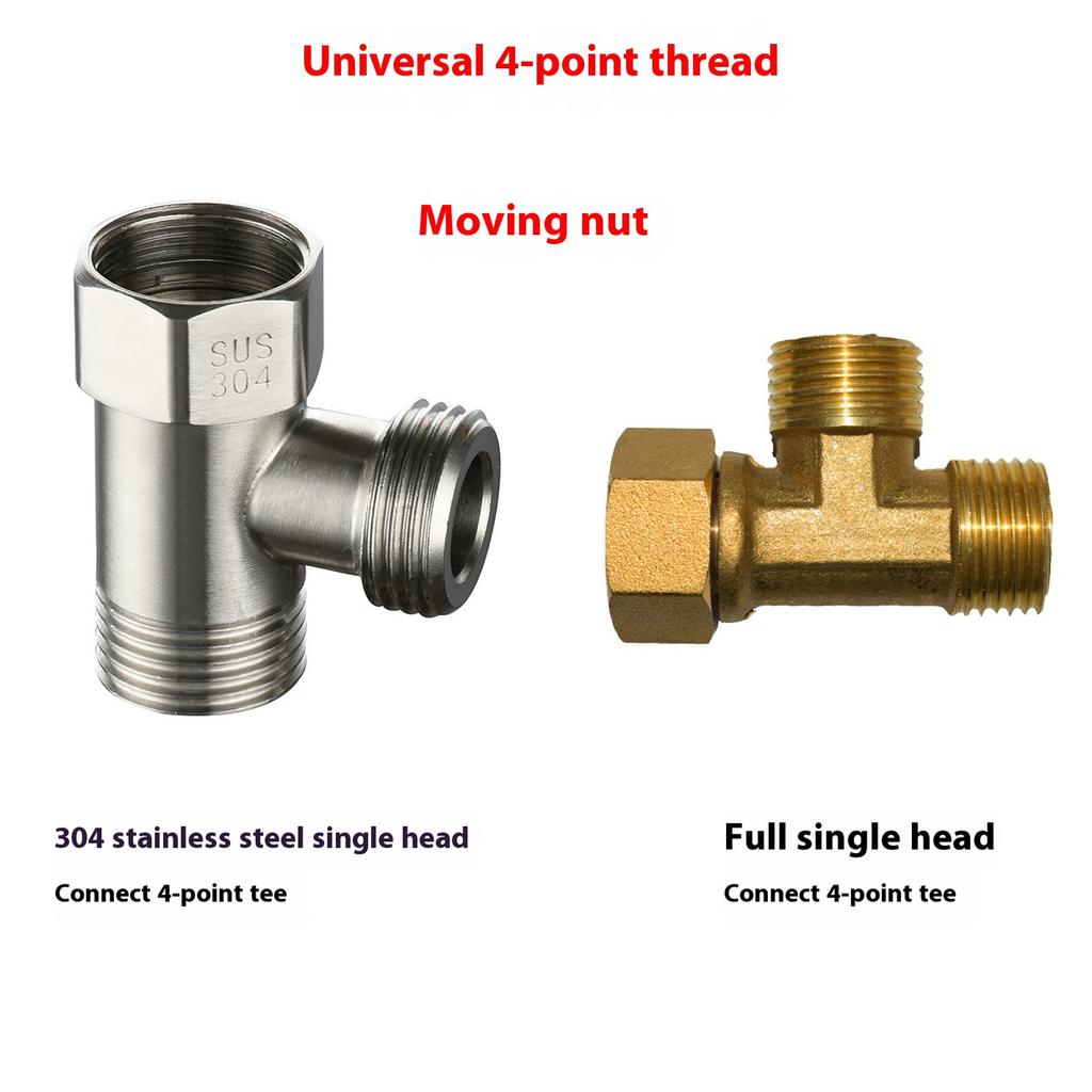 Stainless Steel 3 Way Water Splitter Connector Male Female Threads For Garden Irrigation System