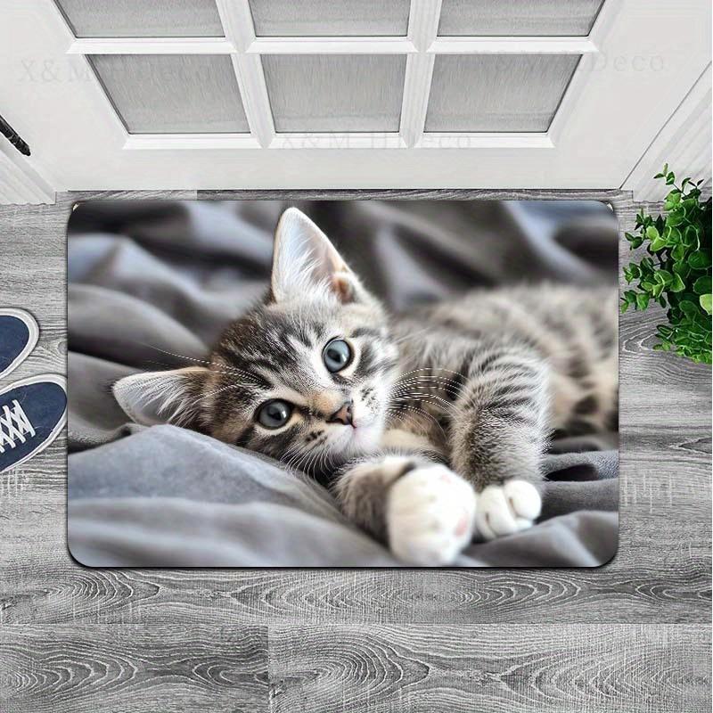 1Pcs Anti Fatigue Kitchen Rugs,Cute Cat Print Waterproof Non-Slip Thick Cushioned Kitchen Mat Heavy Duty Comfort Standing Mat for Kitchen