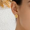 French fashion design sunflower stud earrings popular retro titanium steel earrings women's autumn and winter versatile