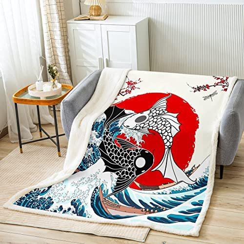 Sea Fish Pattern Flannel Blanket Sheet Bedspread Decorative Blanket Sofa Blanket