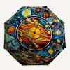 Stained Celestial Window Panel: Vibrant Solar System DesignUmbrella, Portable 3-Fold Compact Umbrella for Men & Women Gift