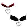Velvets Choker Necklace Alloy Barbed Wire Thorns Heart Pendant Necklace Jewelry