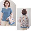 Women's Knit Top Two-Piece Set for Spring Women's Printed Knit Cardigan Round Neck Knit Short Sleeve T-Shirt Two-Piece Set Outdoor Wear