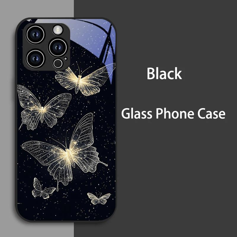 Luxury Tempered Glass For iPhone 16e Case iPhone16 Plus Hard PC Glass Phone Cover For iPhone 14 15 11 Pro Max 12 13 Mini Bumper
