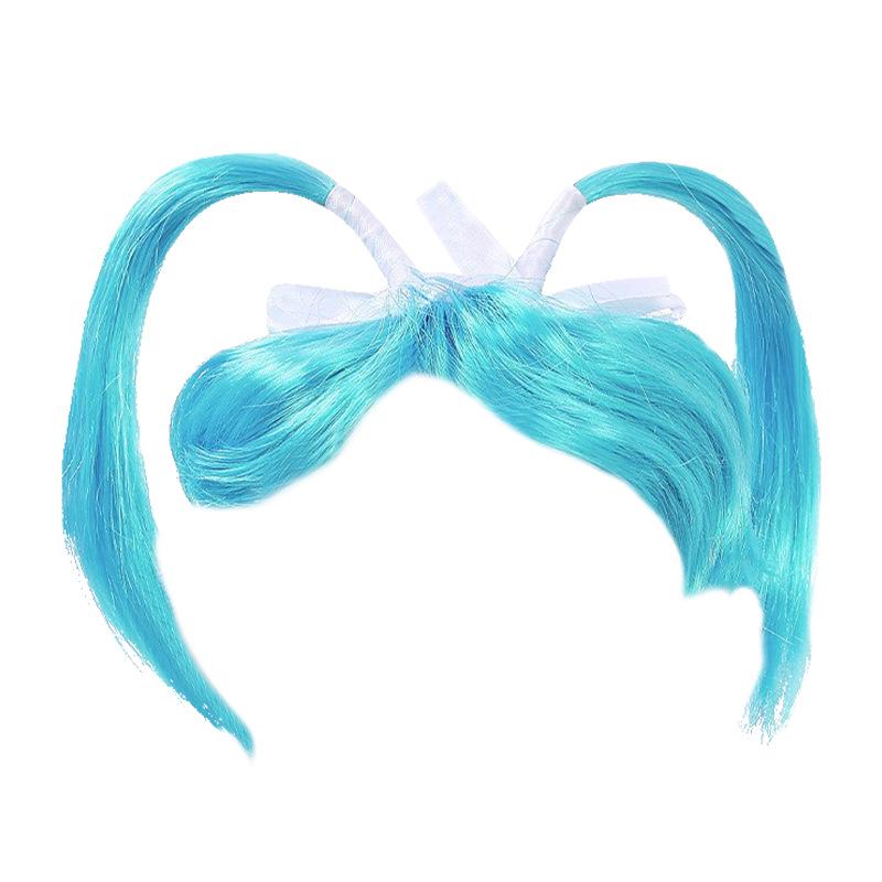 Entzückende blaue Doppelzopf-Perücke für Haustiere - Niedliche Crossdressing-Kopfbedeckung für Katzen und Hunde