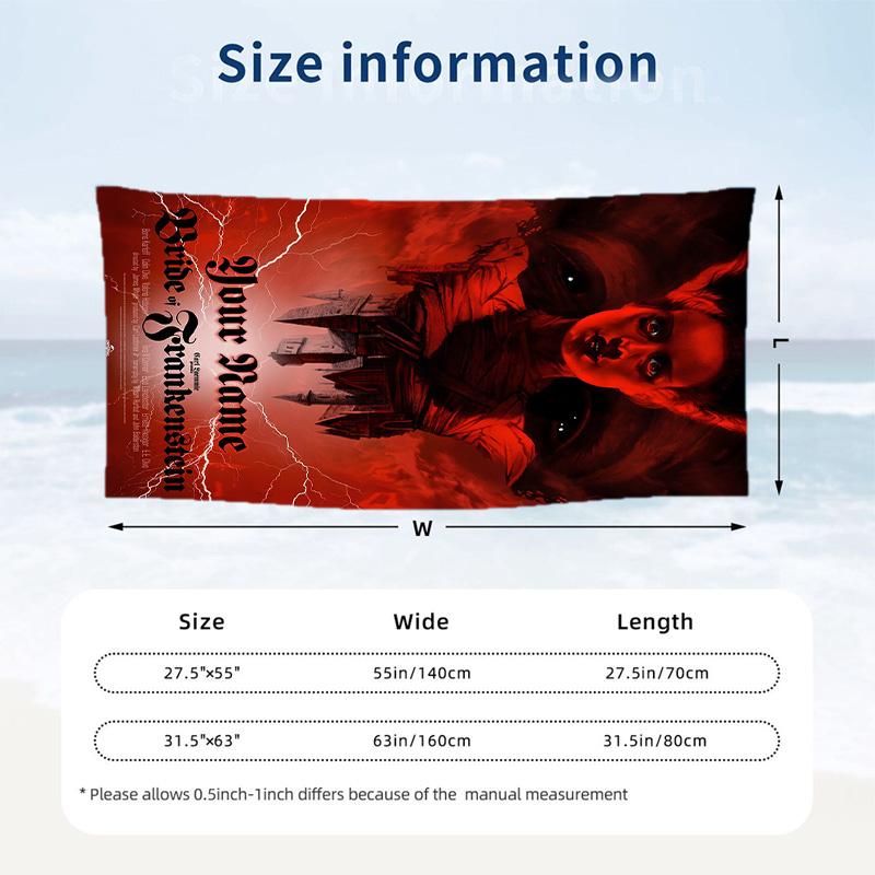 Beach Towel Custom Name Text, Quick Dry Large Towel For Beach HomeBride of Frankenstein