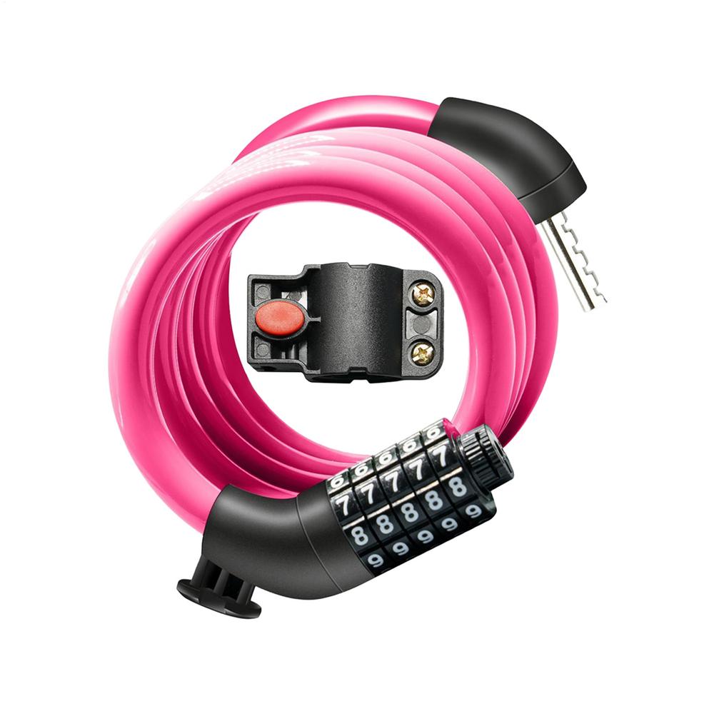 Bike Lock 5-Digit Combination Cable Resettable Anti-Theft Bike Lock For Outdoor Camping Scooter Trail Biking School Mountain белый