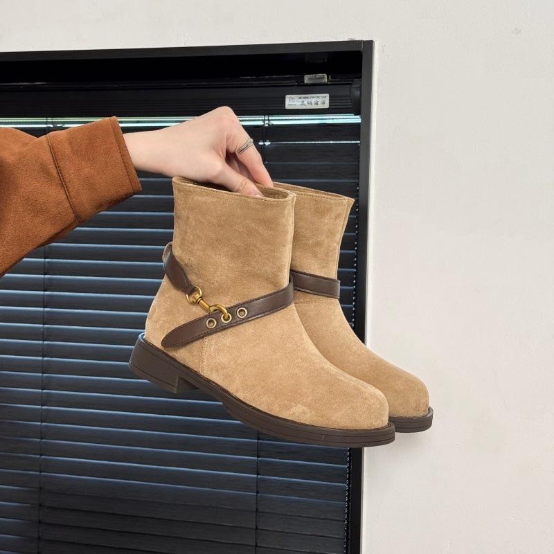 British style retro belt buckle Martin boots women's 2025 new comfortable versatile and thin short western cowboy boots