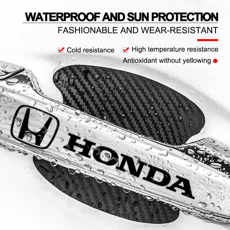 Car Door Sticker Carbon Fiber Scratches Auto Handle Protection Film For Honda Fit Mugen Insight Type S R VTEC Modulo Vezel SiPilot Fit XRV CRV HRV Dio