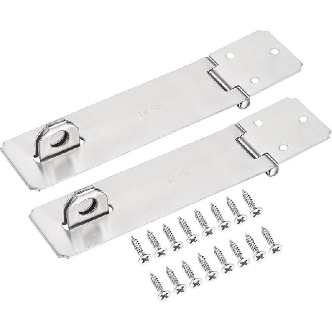 MECCANIXITY 6 Inch Stainless Steel Thick Door Latch Hasp Lock Heavy Padlock Clasp with Screws for Cabinet Closet Gate, Silver Pack of 2 6 Inch