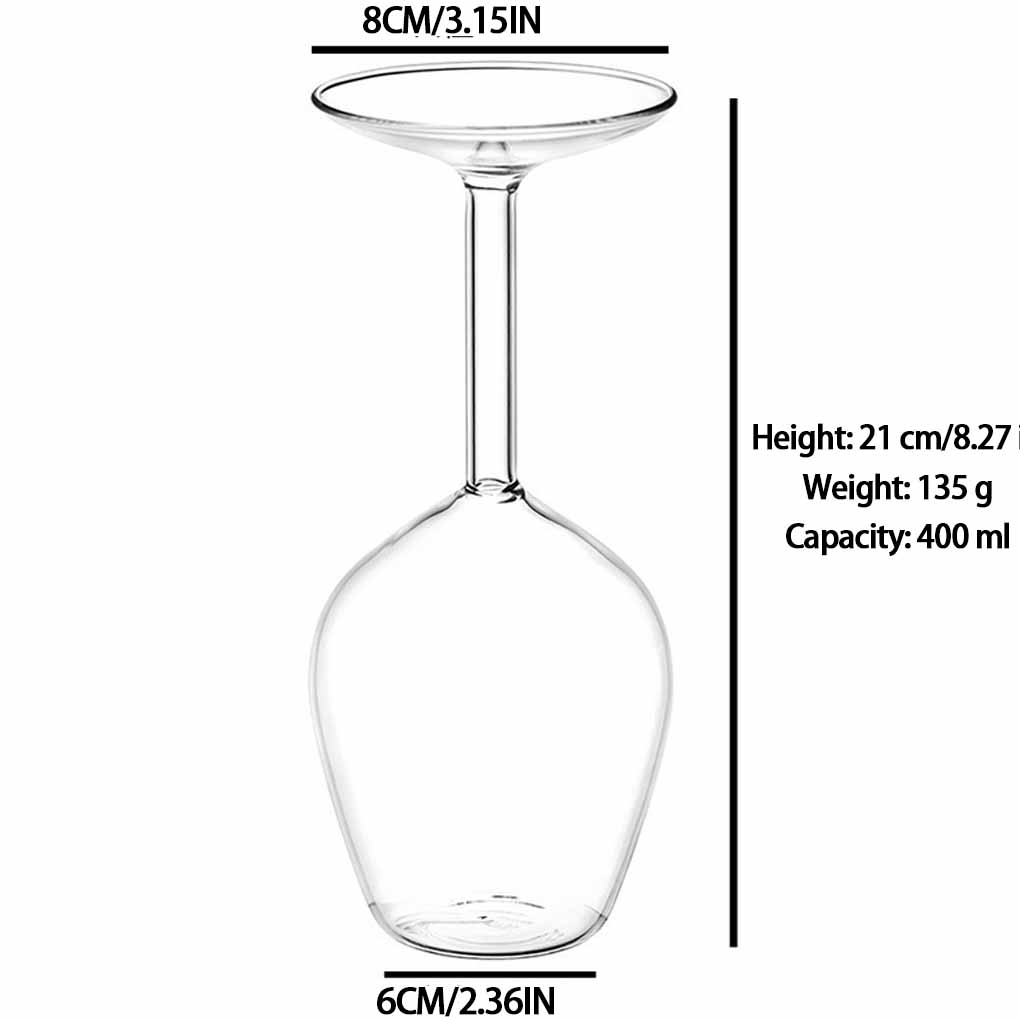 Nové kreativní převrácené sklenice na víno 400 ml s dlouhou stopkou na červené víno se zábavným převráceným designem Jedinečný vánoční dárek pro milovníky vína
