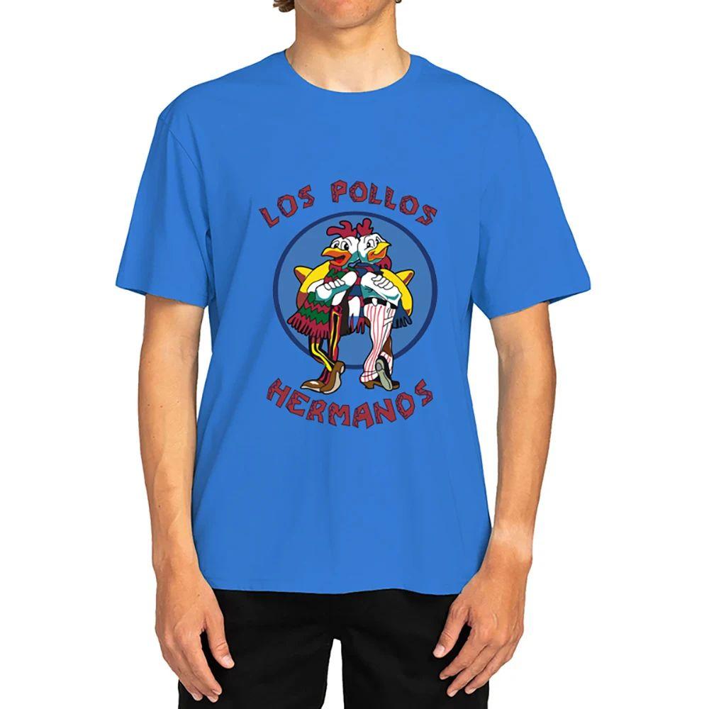 TV Series Merchandise Streetwear Breaking Bad LOS POLLOS Hermanos Retro T-Shirt Print Cotton Short Sleeve Graphic Tee Unisex