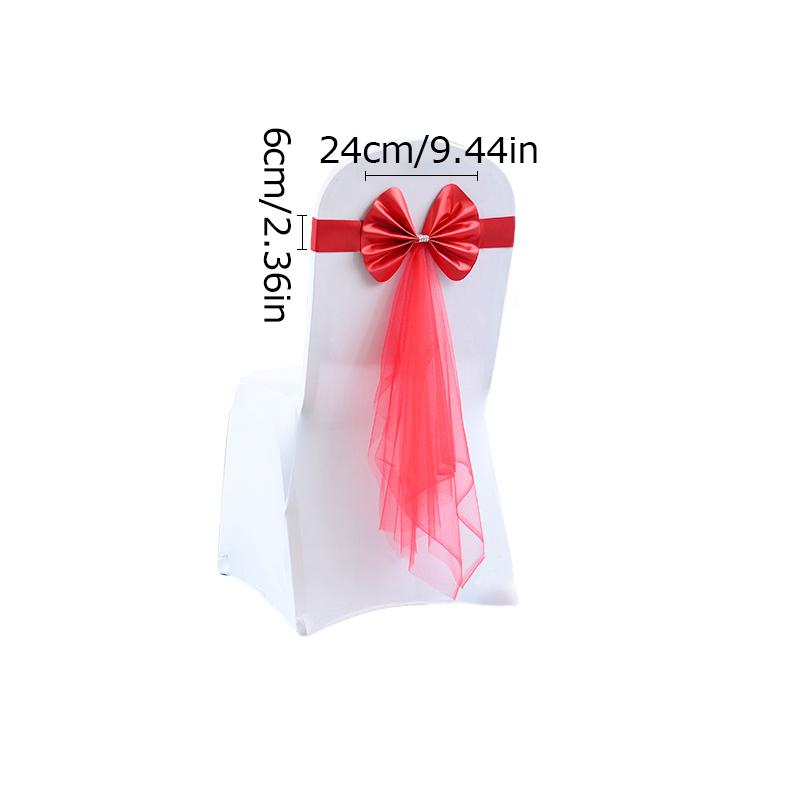 1PC Elastic Party Multiple Colors Ornament Polyester Decorative Chair Back Flower Wedding Decoration Mesh Romantic Accessories