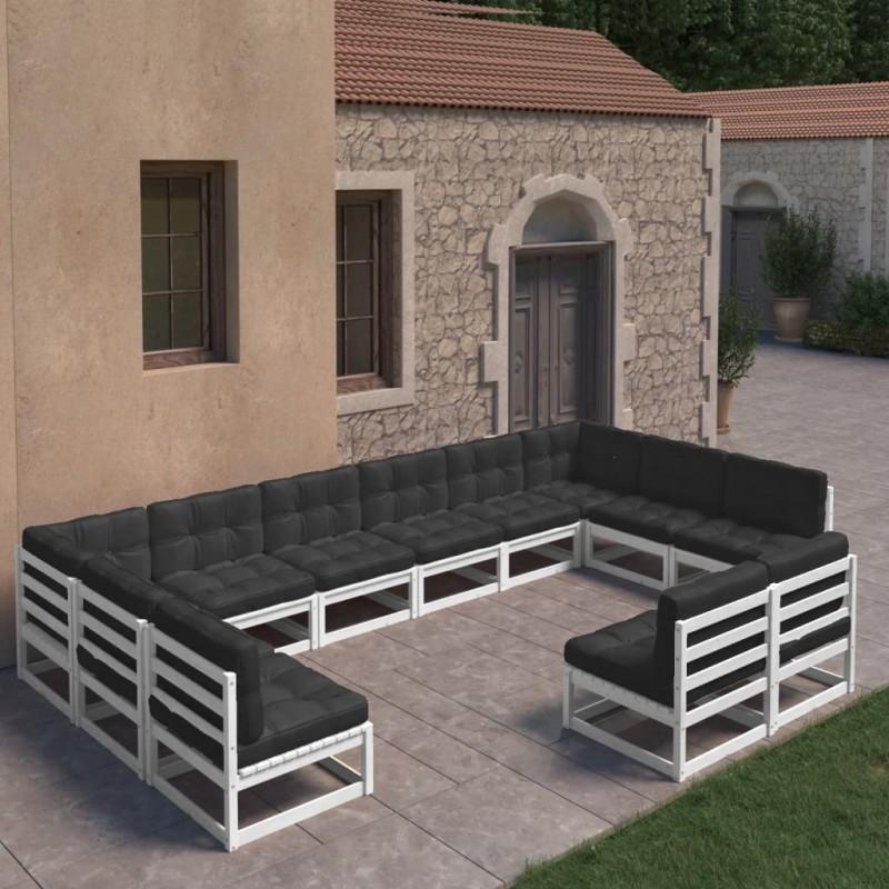 Day and Night - Day and Night 12-piece Garden Furniture Set with White Pine Wood Cushions