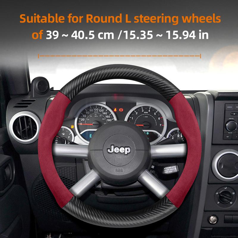 For Jeep Suede Carbon Fiber Steering Wheel Cover Fit Renegade Compass Wrangler Jk Grand Cherokee Wk2 Jl Gladiator Tj Patriot DX