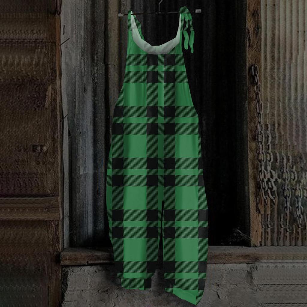 Damski kombinezon z nadrukiem Halloweenowym, casualowy, luźny, vintage, na ramiączkach, bawełniano-lniany