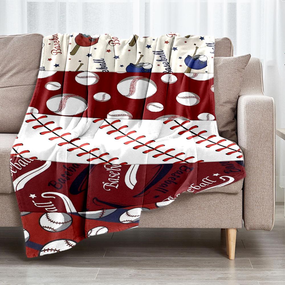 Baseball Theme Printed Blanket - Perfect for Couch, Bed, Travel & Outdoor Use | Machine Washable, Cozy & Durable.