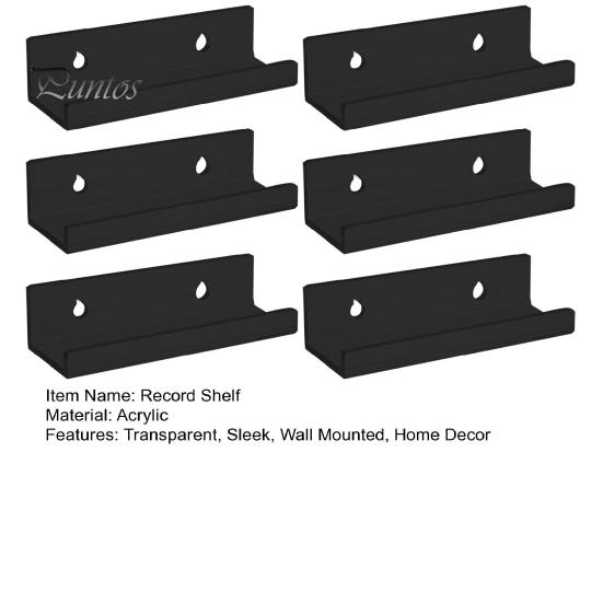 1Pc/6Pcs Clear Acrylic Vinyl Record Shelf Wall Mount Sleek Music Album Display Floating Shelves Record Holder