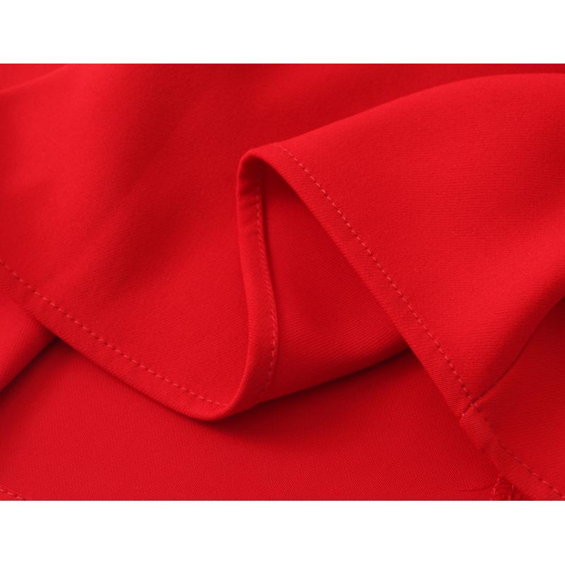 European and American Style Red Halter Neck Midi Dress for Women - Autumn Collection